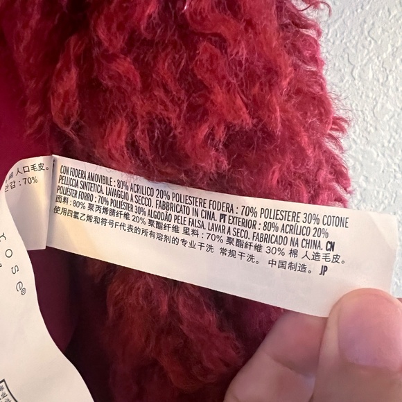 Revolve | Endless Rose | Deep Red Shaggy Faux Fur Coat | S - Picture 5 of 9